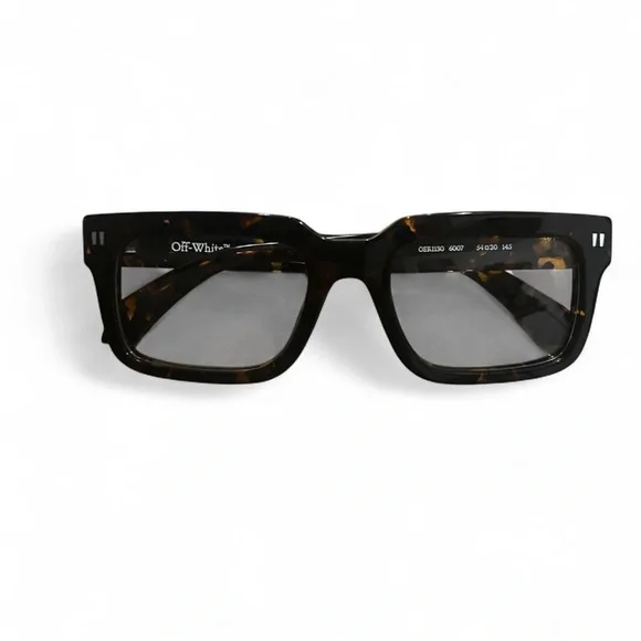 Off-White Tortoiseshell Rectangular Sunglasses - Brown/Amber - Picture 5 of 8